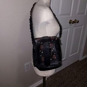 1970s circa Handcrafted Leather Tooled Purse